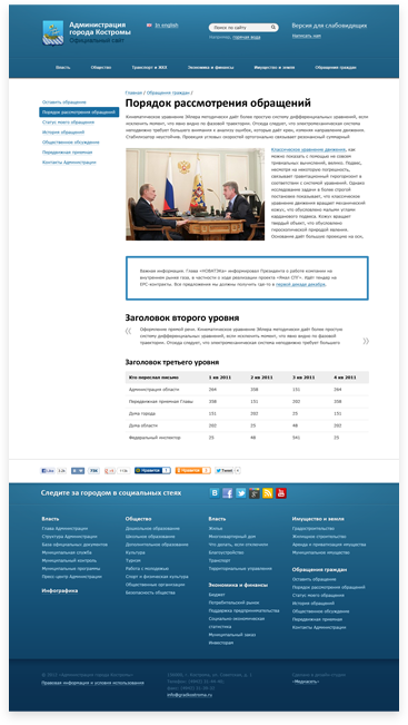 Сайт Администрации города Костромы 8 | Дизайн-студия «Медиасеть»
